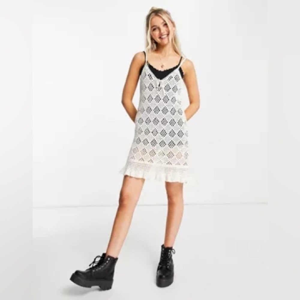 NWT AE AERIE CROCHET TANK DRESS Cover Up Large